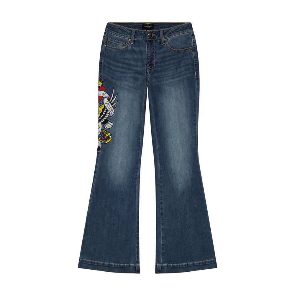 Ed Hardy NYC EAGLE SLIM FLARE Embroidery JEANS size 34 Y2k - Picture 3 of 12